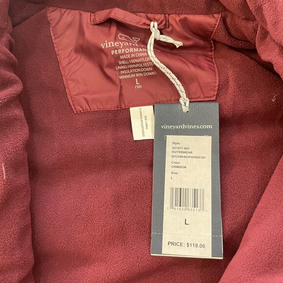 NWT Vineyard Vines Down Boys Weekend Crimson Performance Vest ~ 16 - Picture 4 of 8